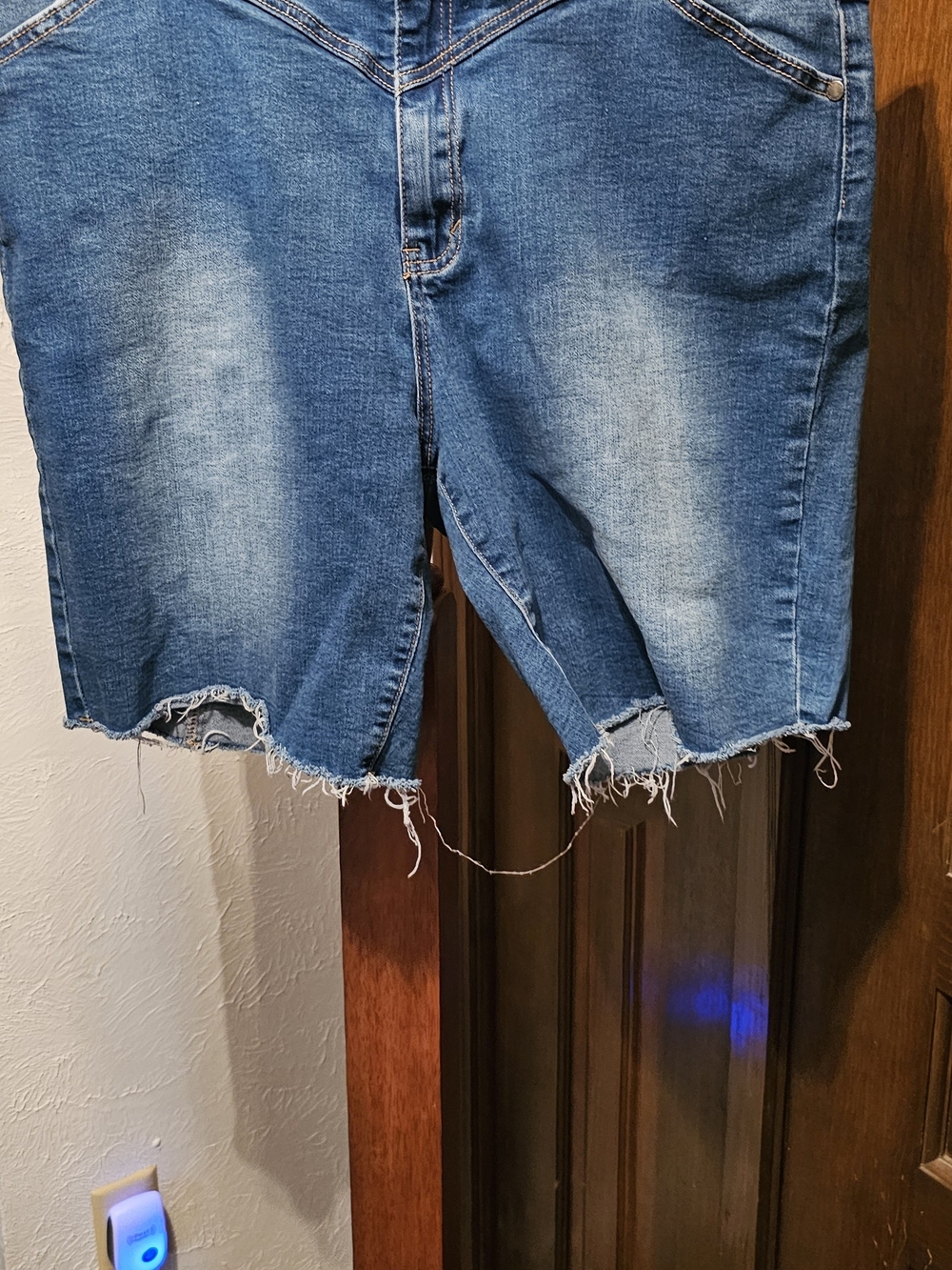 City Chic Blue Distressed Denim Jean Shorts